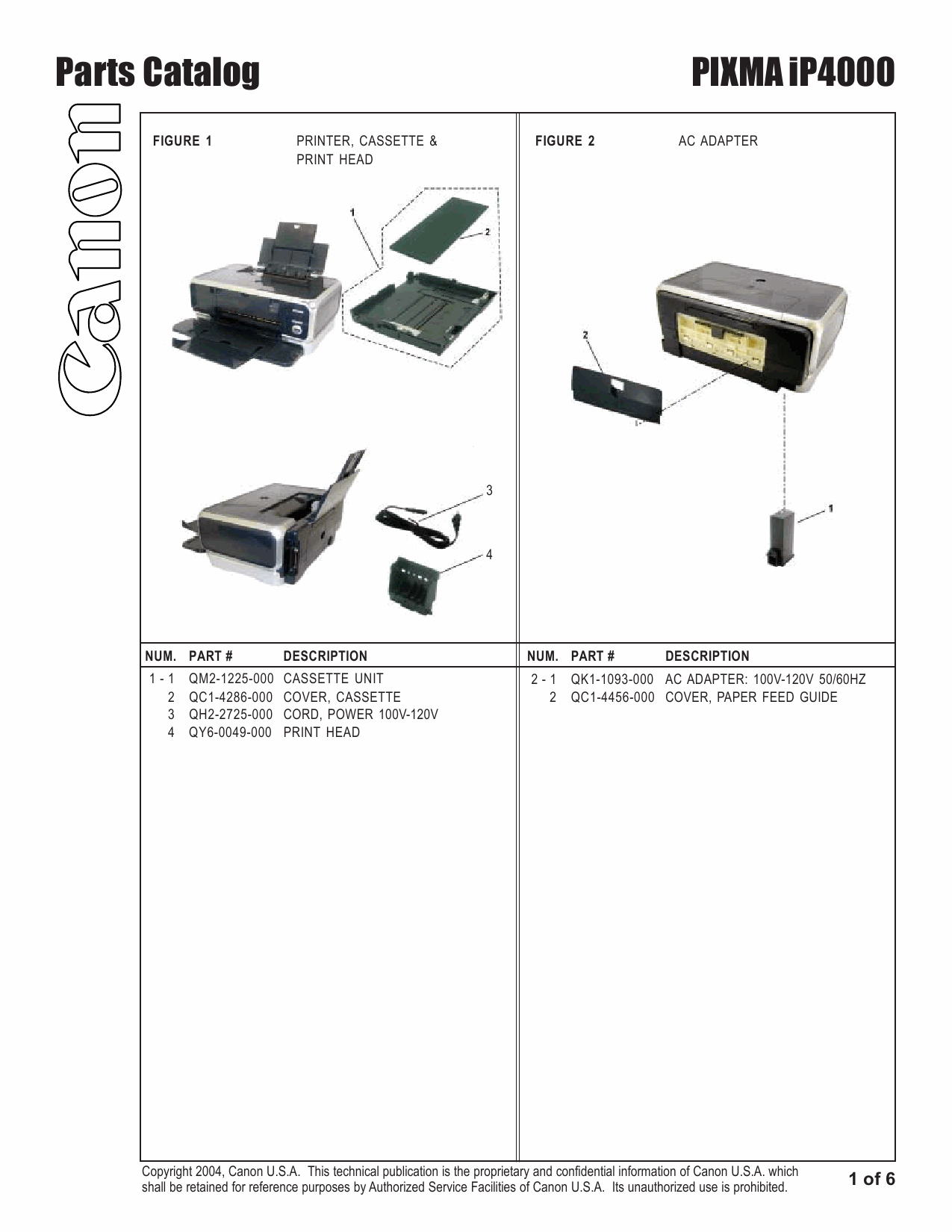 Canon PIXMA iP4000 Parts Catalog-2